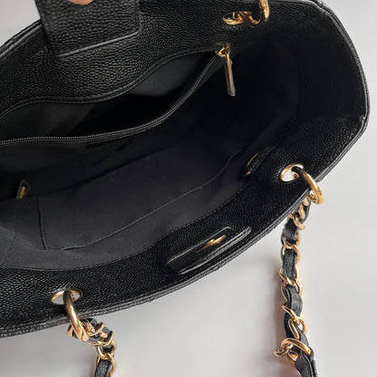 Chanel Vintage Black Caviar PST Tote Bag