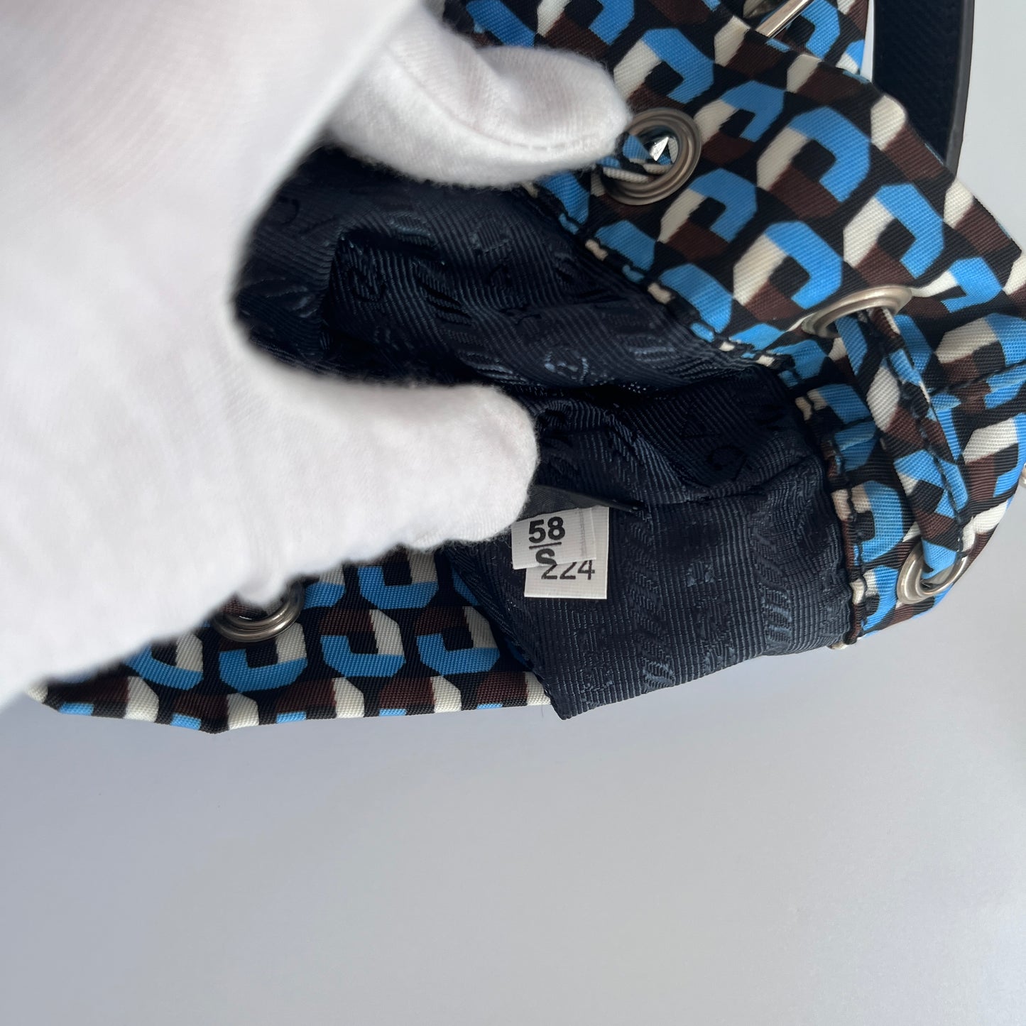 Prada Duet Blue Re-nylon Bucket Crossbody Bag