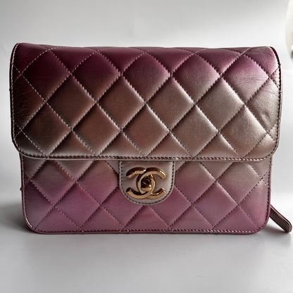 Chanel Quilted Gradient Metallic Lambskin Like A Wallet Flap Crossbody Bag