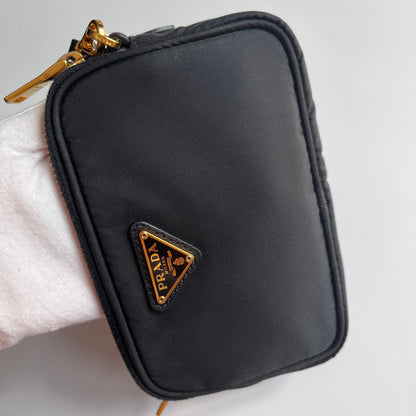 Prada Black Nylon Double Zip Pouch/ Wristlet