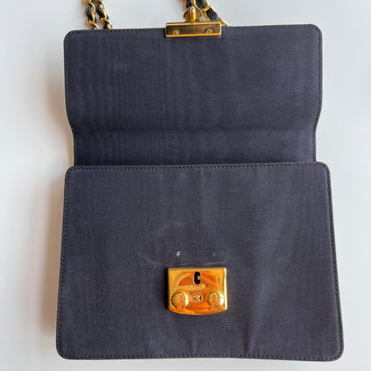 Moschino Vintage Black Nylon Chain Shoulder Bag