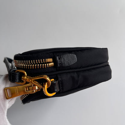 Prada Black Nylon Double Zip Pouch/ Wristlet