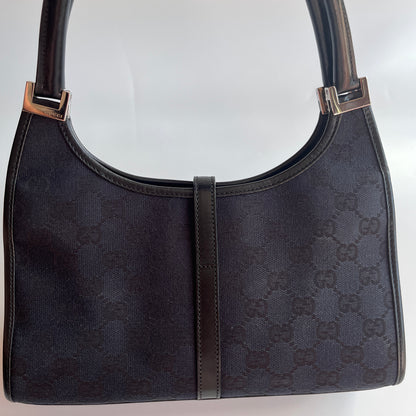 Gucci Vintage Black Jackie Canvas Shoulder Bag