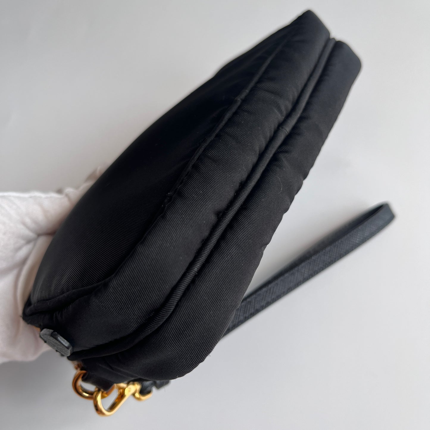 Prada Black Nylon Double Zip Pouch/ Wristlet