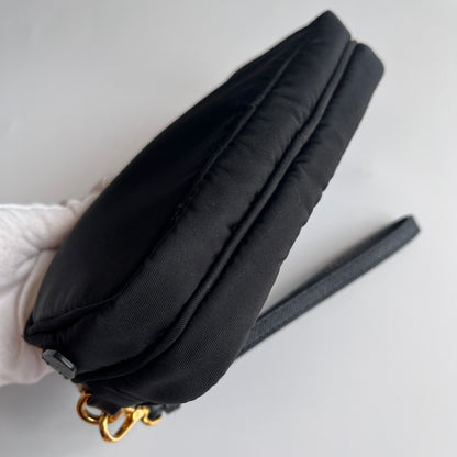 Prada Black Nylon Double Zip Pouch/ Wristlet