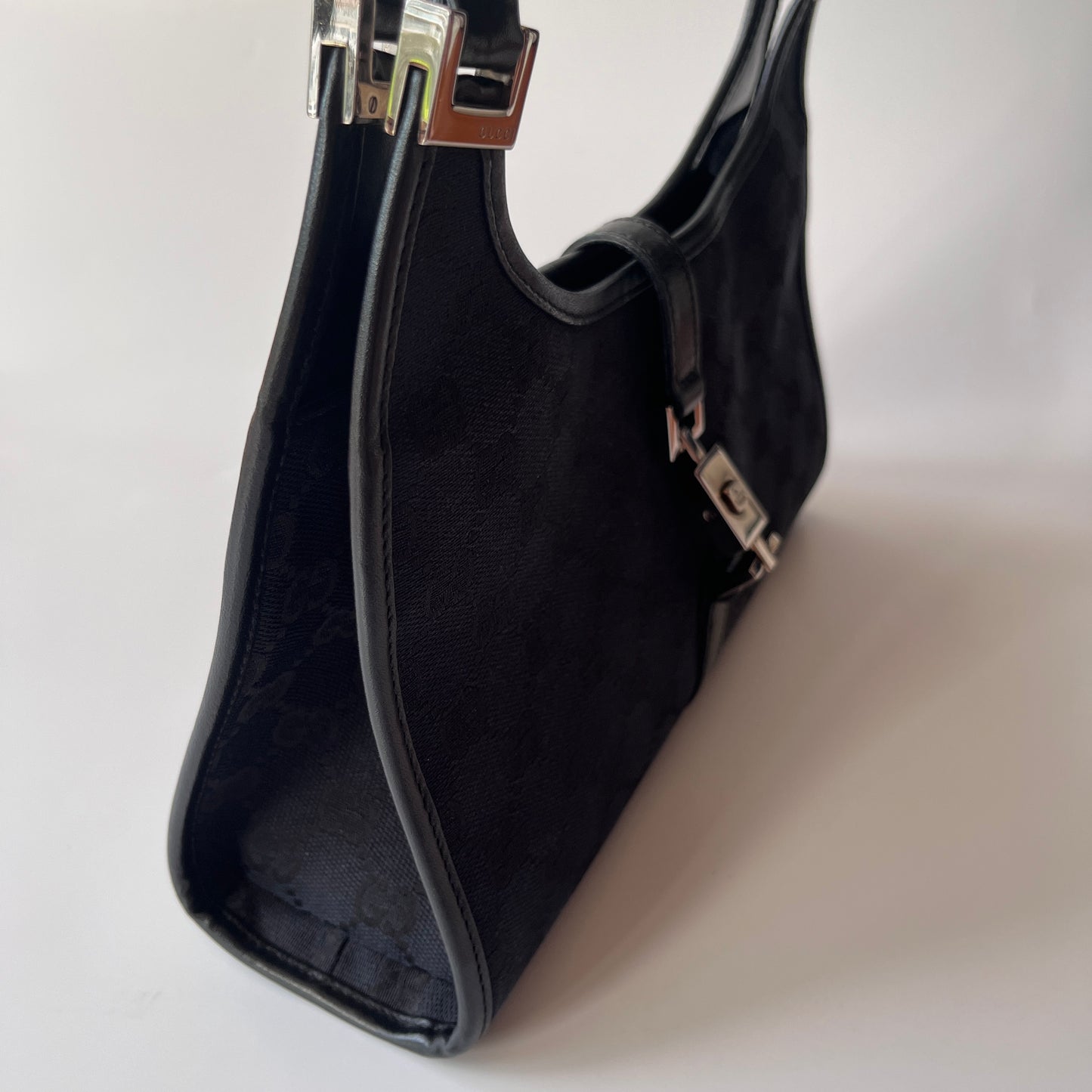 Gucci Vintage Black Jackie Canvas Shoulder Bag