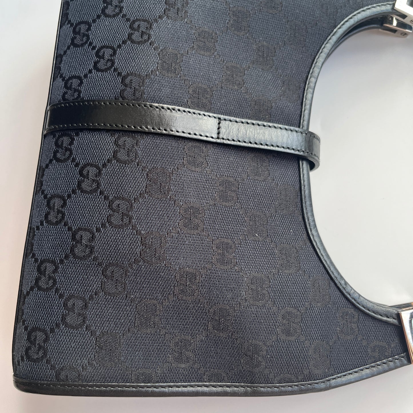 Gucci Vintage Black Jackie Canvas Shoulder Bag