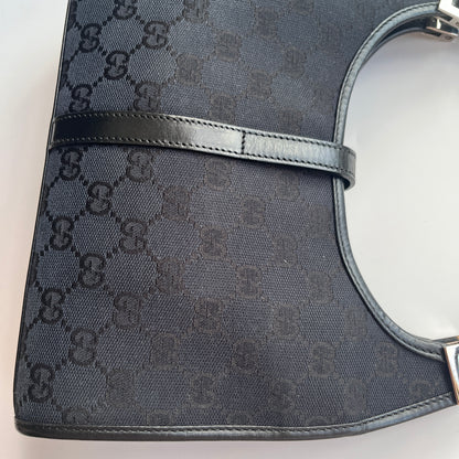 Gucci Vintage Black Jackie Canvas Shoulder Bag