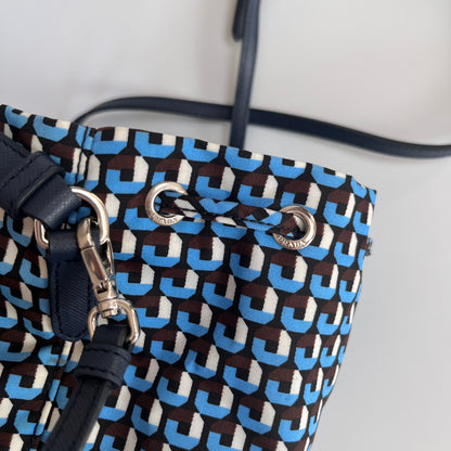Prada Duet Blue Re-nylon Bucket Crossbody Bag