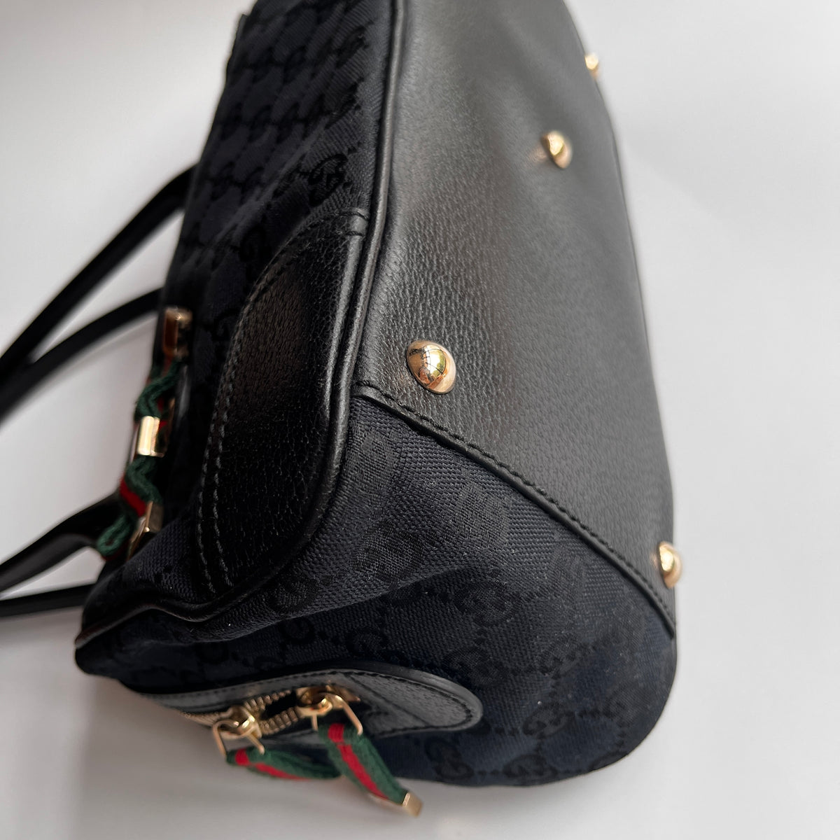 Gucci Princy Black Canvas Sherry Line Shoulder Bag