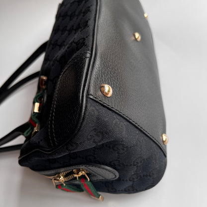 Gucci Princy Black Canvas Sherry Line Shoulder Bag