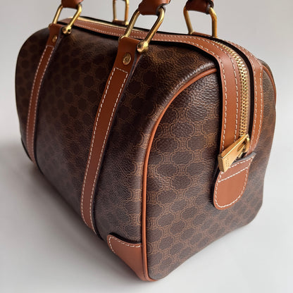 Celine Vintage Macadam Coated Canvas Boston Bag