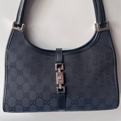 Gucci Vintage Black Jackie Canvas Shoulder Bag