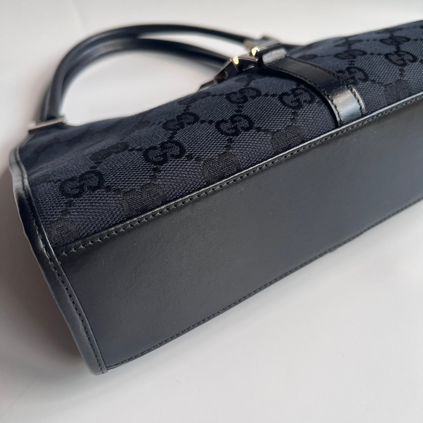 Gucci Vintage Black Jackie Canvas Shoulder Bag