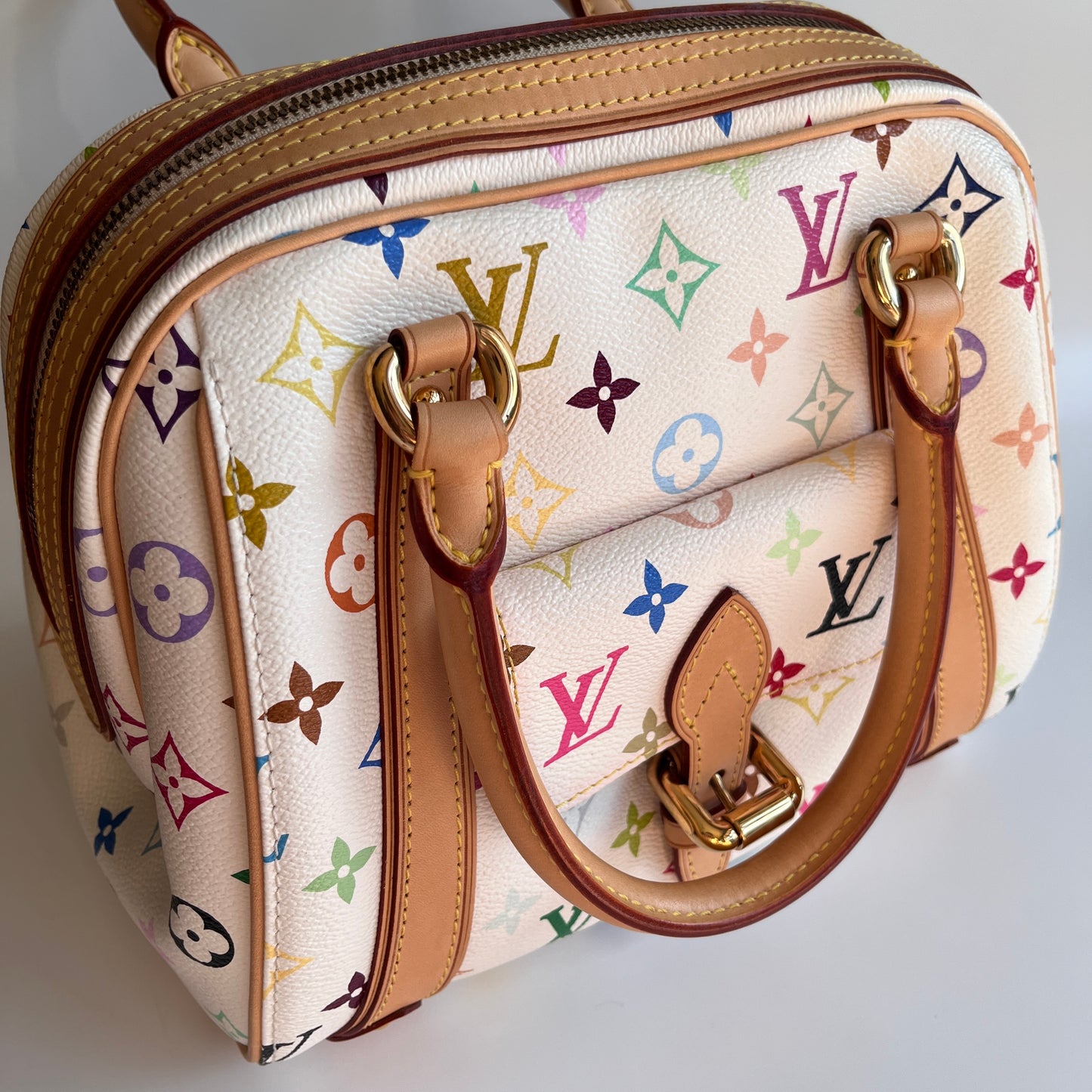 Louis Vuitton x Takashi Murakami White Multicolor Priscilla Handbag