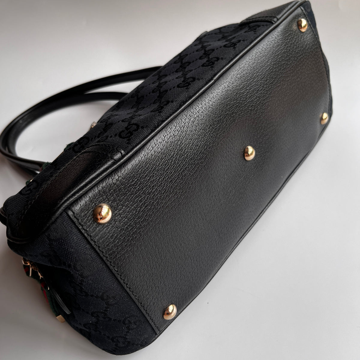 Gucci Princy Black Canvas Sherry Line Shoulder Bag