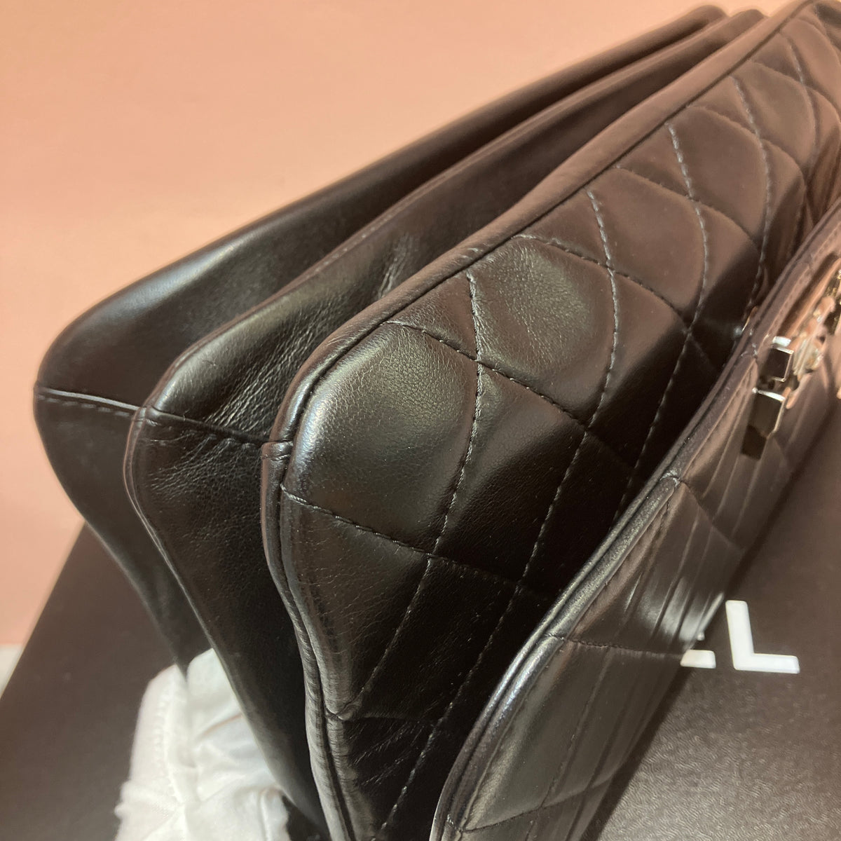 Chanel Boy East West Flap Black Leather Crossbody Clutch Bag