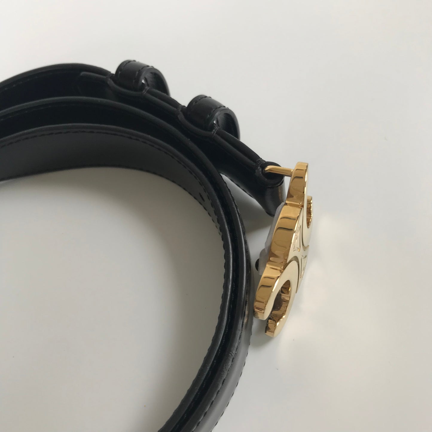 Celine Triomphe Black Leather Belt