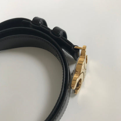 Celine Triomphe Black Leather Belt