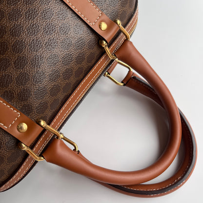 Celine Vintage Macadam Coated Canvas Boston Bag