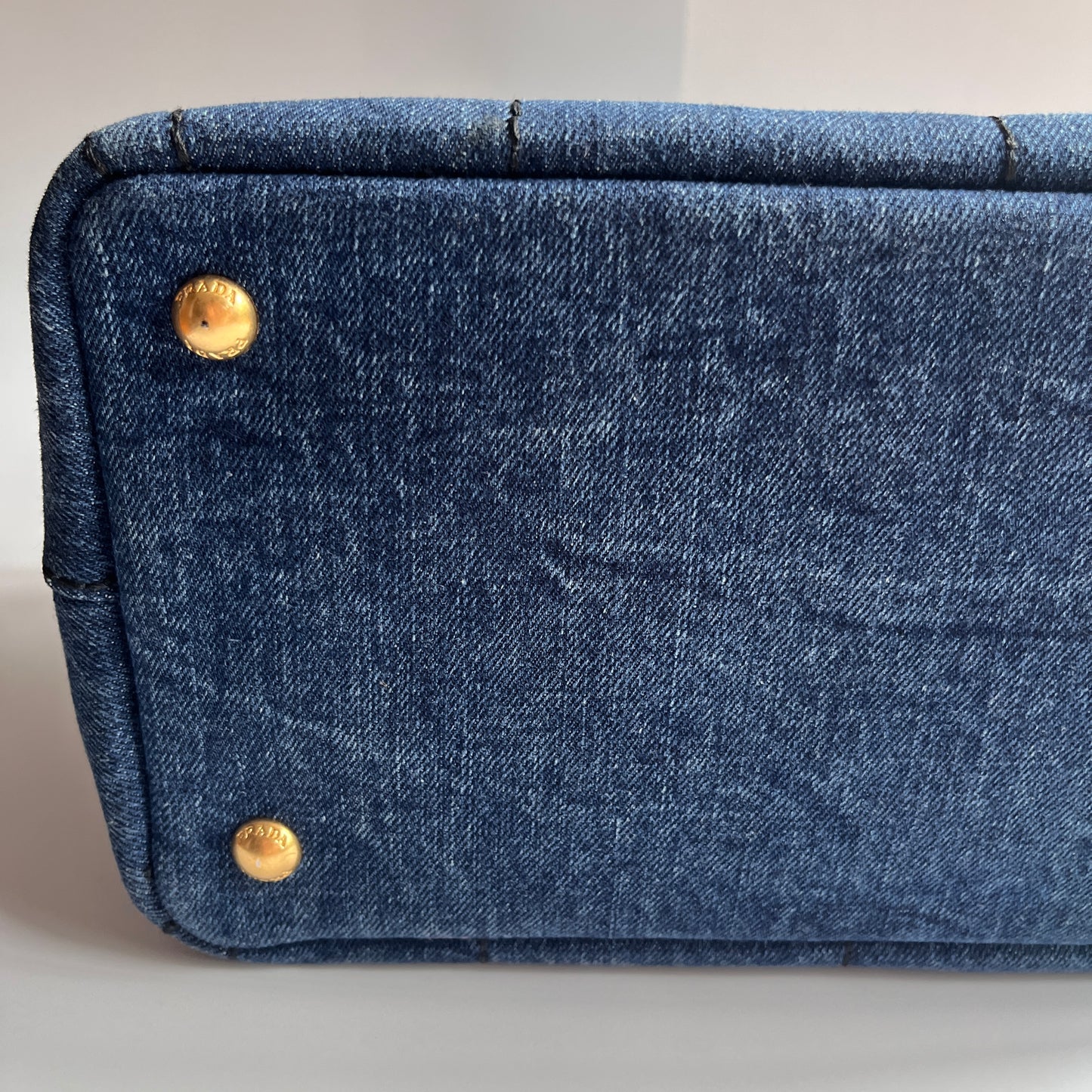 Prada Blue Denim Canapa Top Handle Bag