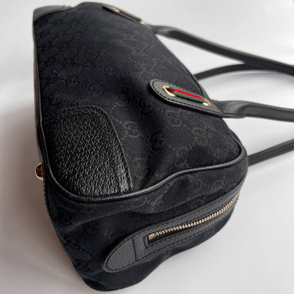 Gucci Princy Black Canvas Sherry Line Shoulder Bag