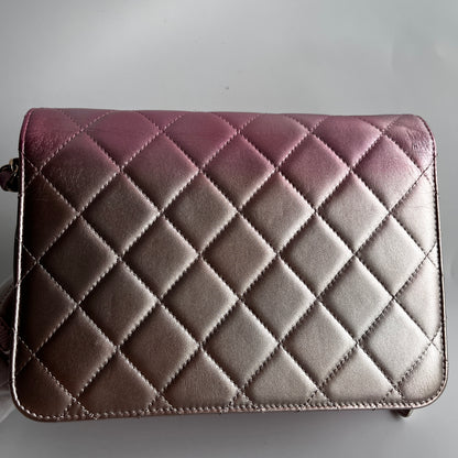 Chanel Quilted Gradient Metallic Lambskin Like A Wallet Flap Crossbody Bag