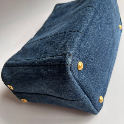 Prada Blue Denim Canapa Top Handle Bag