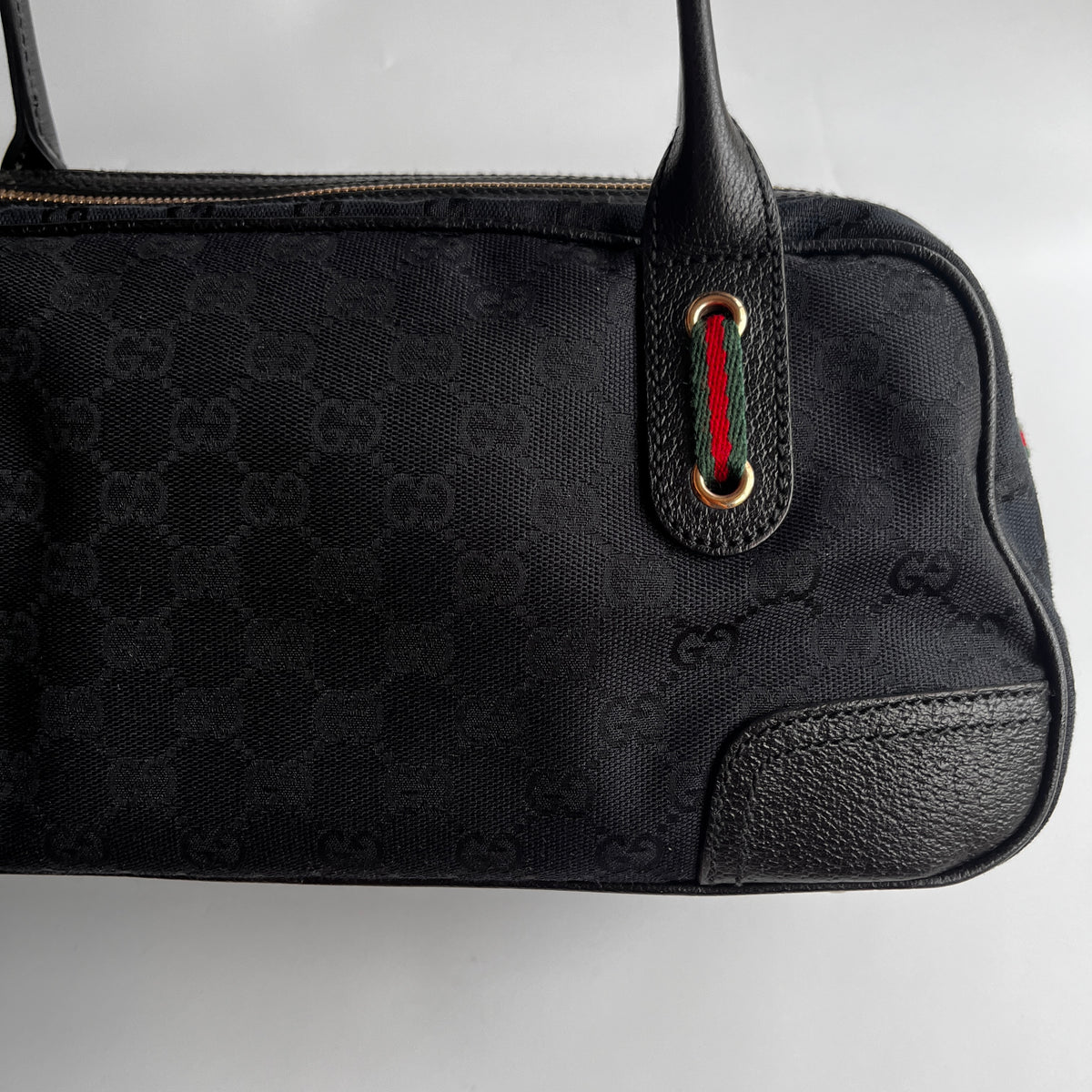 Gucci Princy Black Canvas Sherry Line Shoulder Bag