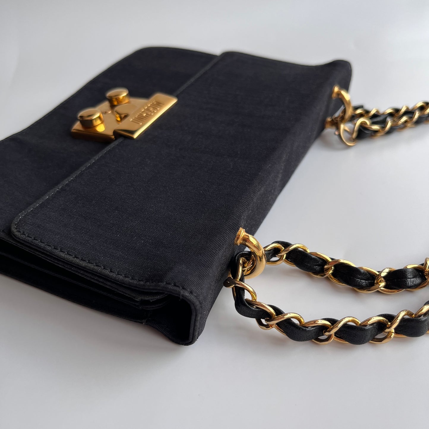 Moschino Vintage Black Nylon Chain Shoulder Bag
