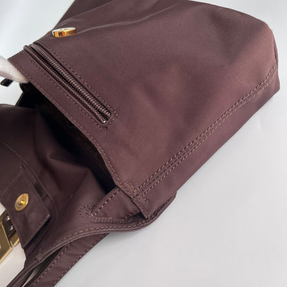 Moschino Vintage Brown Baguette Nylon Shoulder Bag