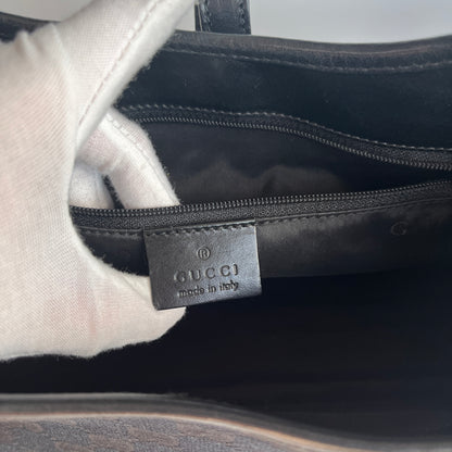 Gucci Vintage Black Jackie Canvas Shoulder Bag
