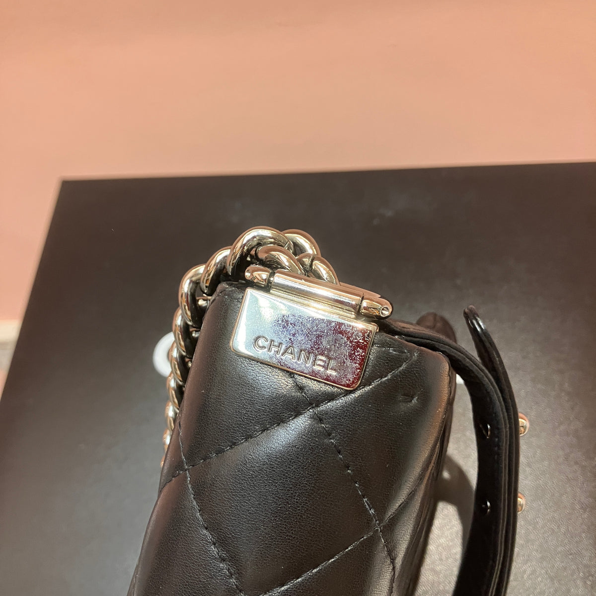 Chanel Boy East West Flap Black Leather Crossbody Clutch Bag