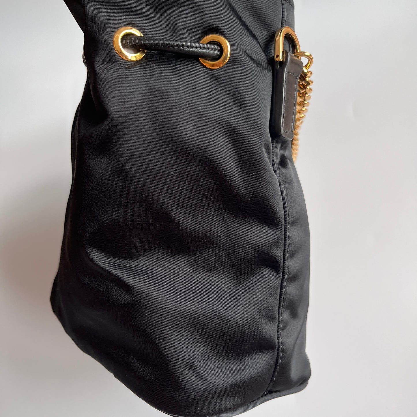 Versace Black Nylon Bucket La Medusa Crossbody Bag
