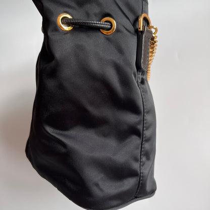 Versace Black Nylon Bucket La Medusa Crossbody Bag