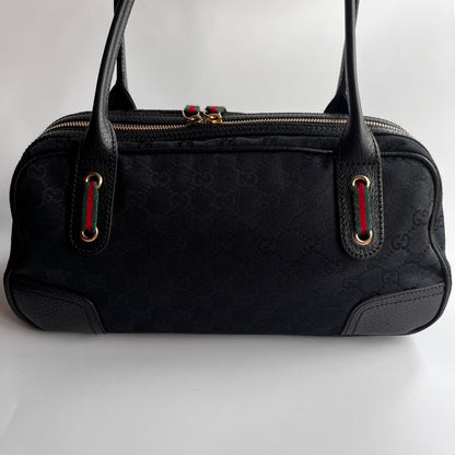 Gucci Princy Black Canvas Sherry Line Shoulder Bag