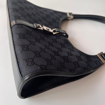 Gucci Vintage Black Jackie Canvas Shoulder Bag