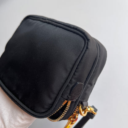 Prada Black Nylon Double Zip Pouch/ Wristlet