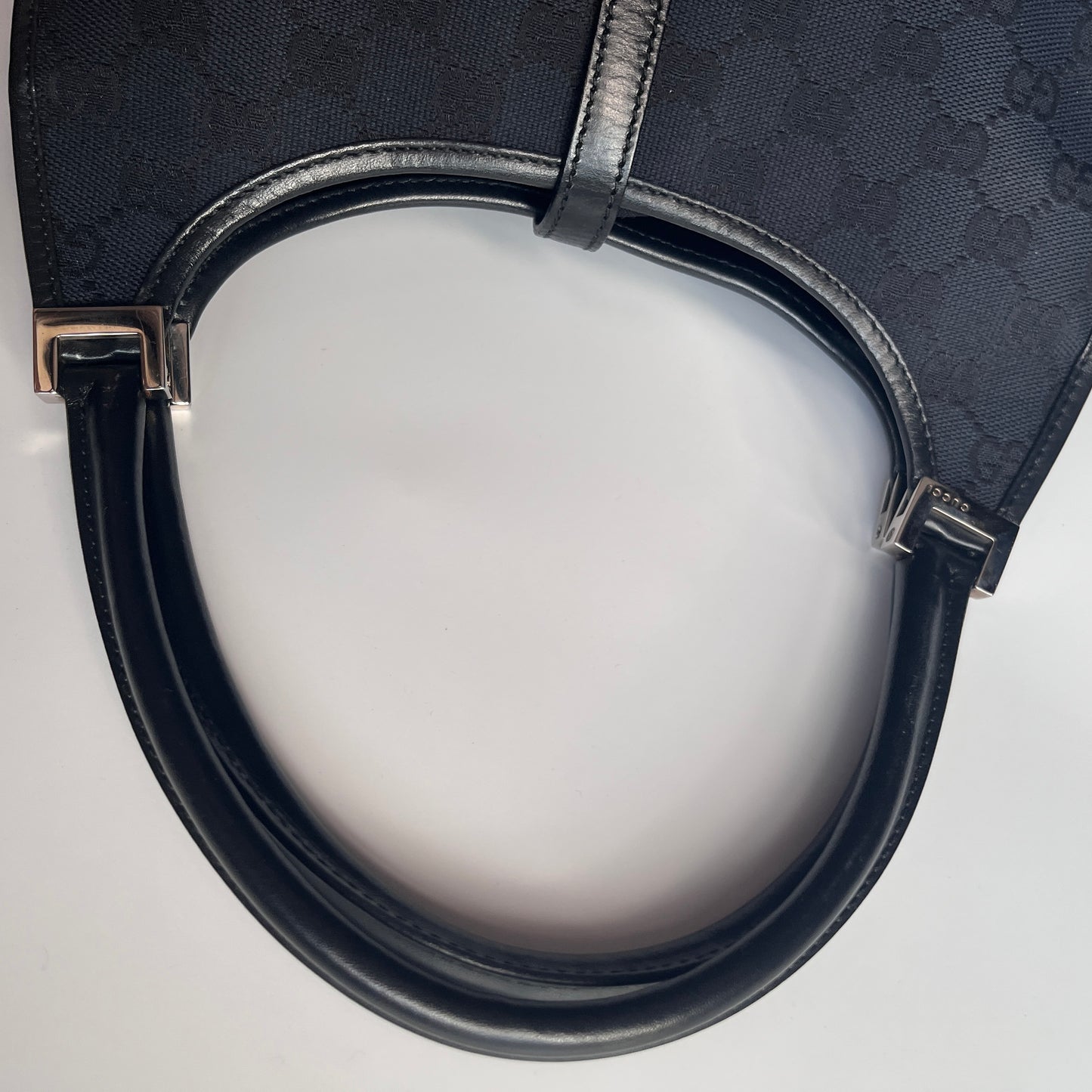 Gucci Vintage Black Jackie Canvas Shoulder Bag