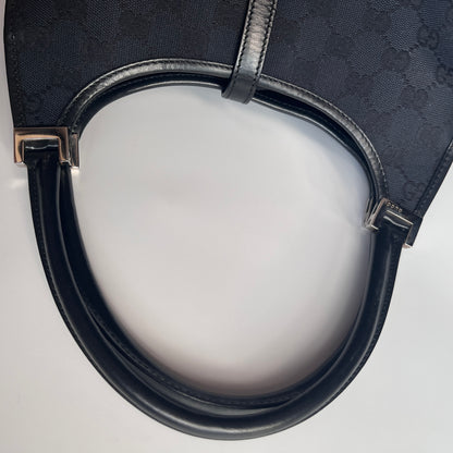 Gucci Vintage Black Jackie Canvas Shoulder Bag