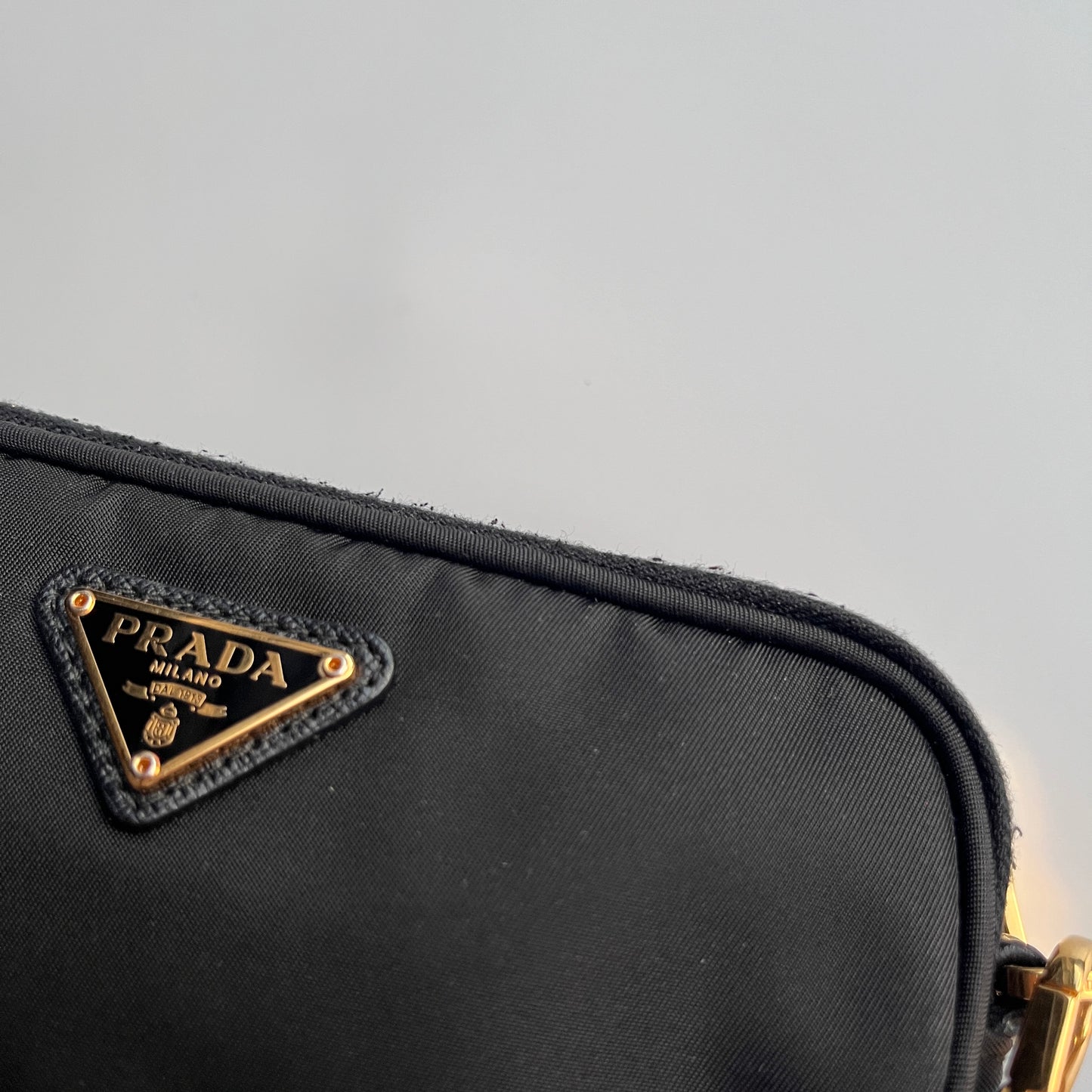 Prada Black Nylon Double Zip Pouch/ Wristlet