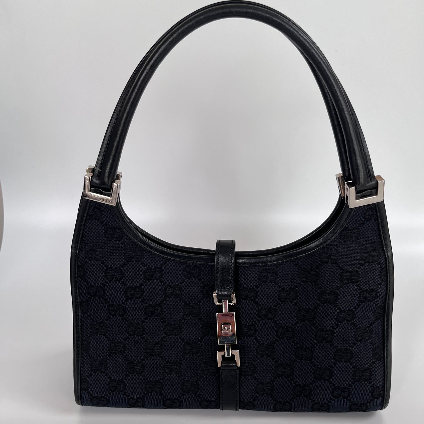 Gucci Vintage Black Jackie Canvas Shoulder Bag