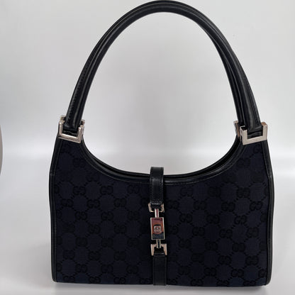Gucci Vintage Black Jackie Canvas Shoulder Bag