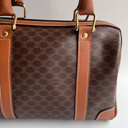 Celine Vintage Macadam Coated Canvas Boston Bag