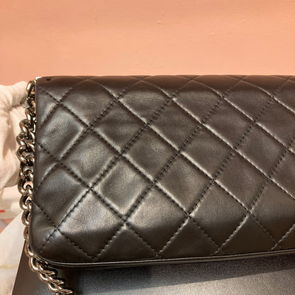 Chanel Boy East West Flap Black Leather Crossbody Clutch Bag