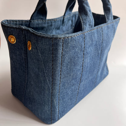 Prada Blue Denim Canapa Top Handle Bag