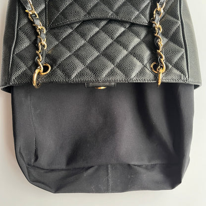 Chanel Vintage Black Caviar PST Tote Bag