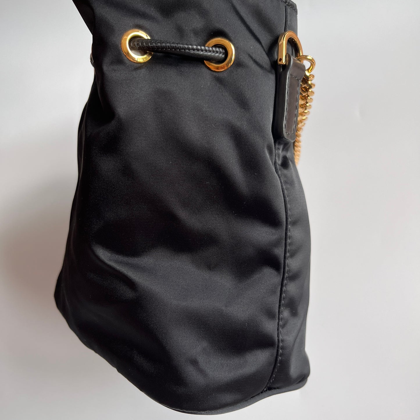 Versace Black Nylon Bucket La Medusa Crossbody Bag