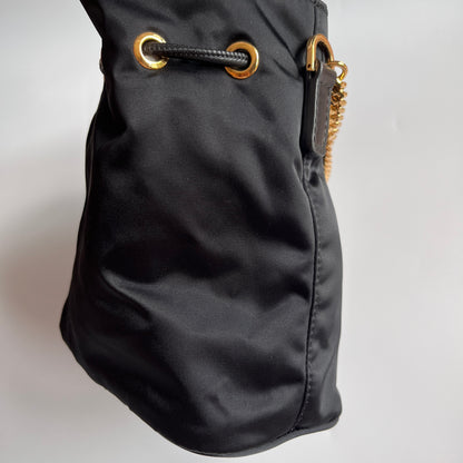Versace Black Nylon Bucket La Medusa Crossbody Bag