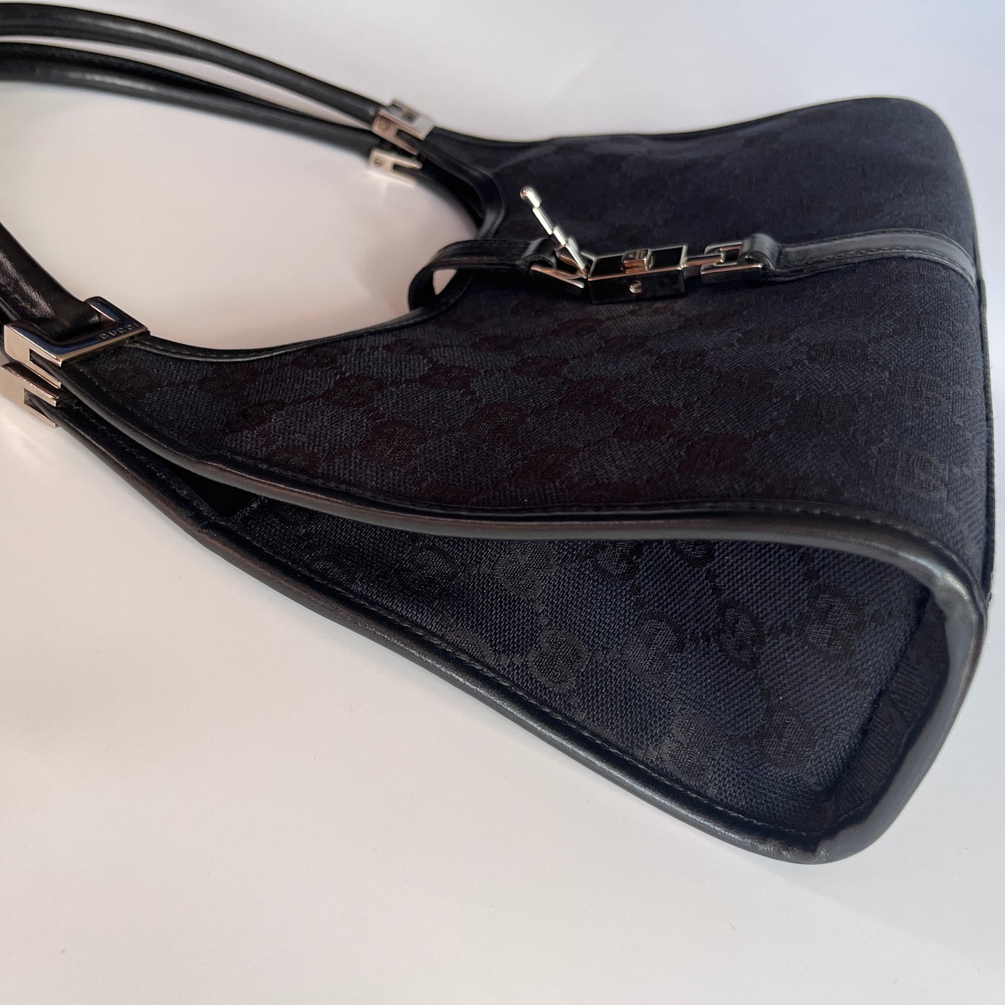 Gucci Vintage Black Jackie Canvas Shoulder Bag